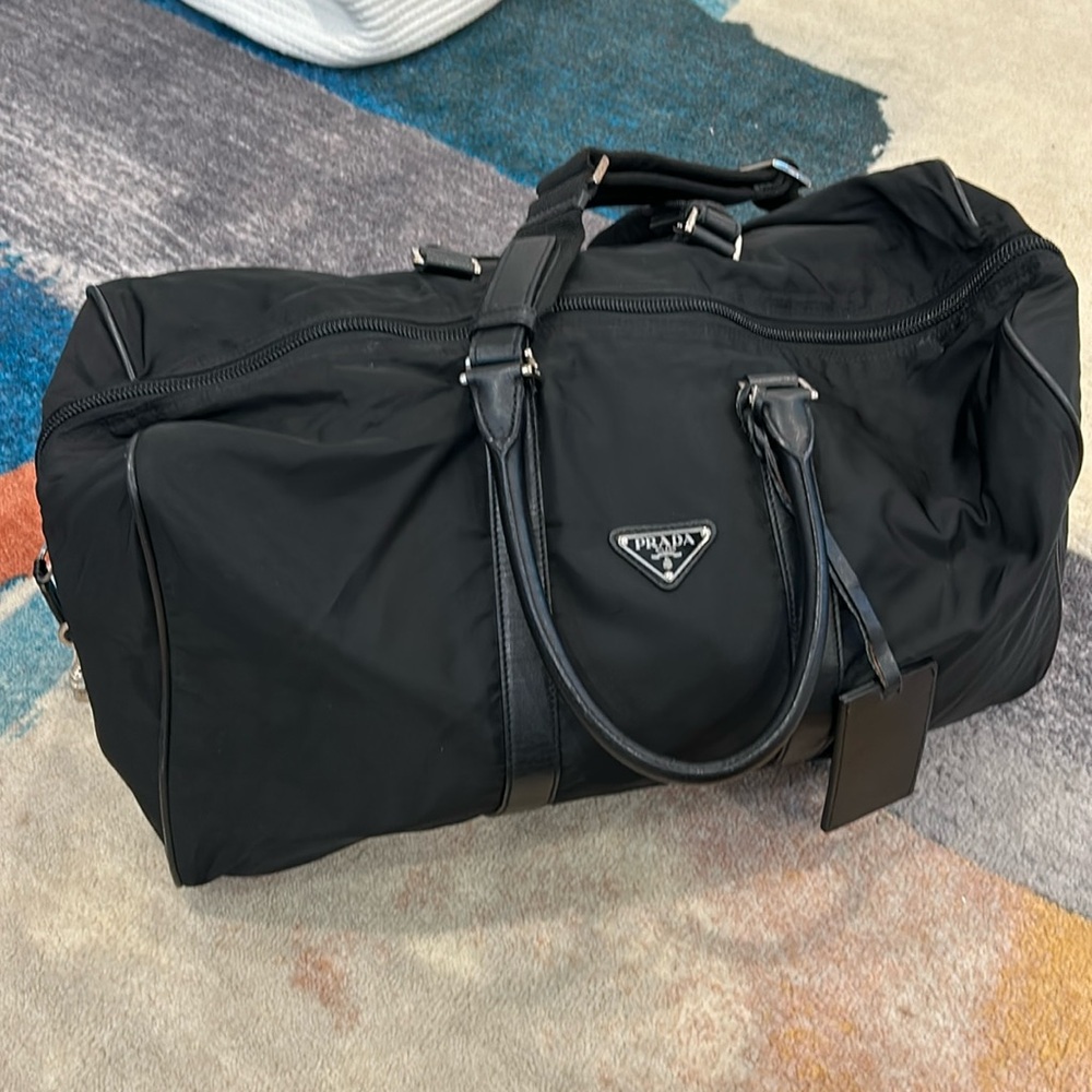 Prada Tessuto Weekender Bag with Saffiano Leather Accents - Good Condition